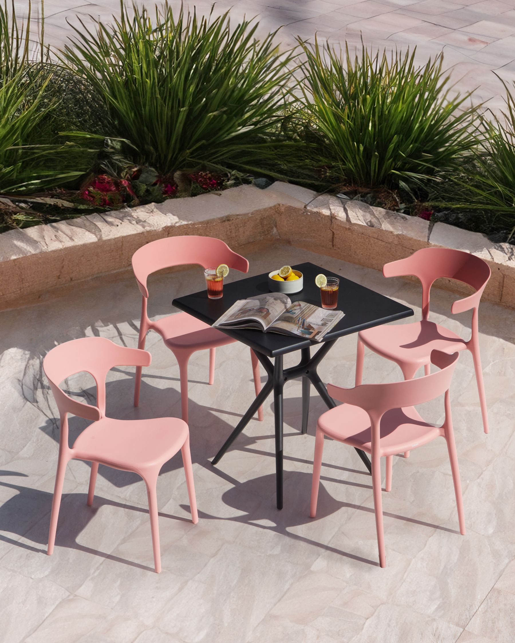 Set of 4 Garden Chairs GUBBIO Pink