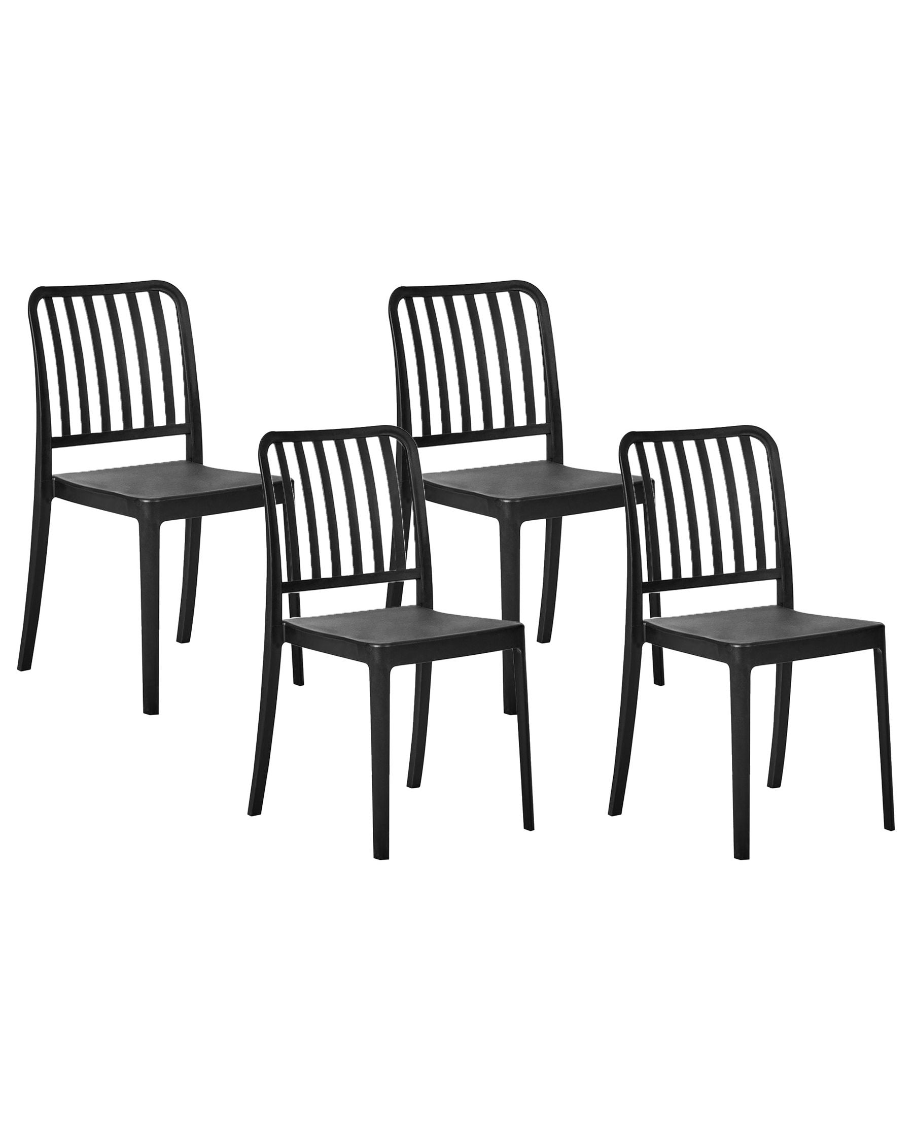 Set of 4 Garden Chairs SERSALE Synthetic Material Black