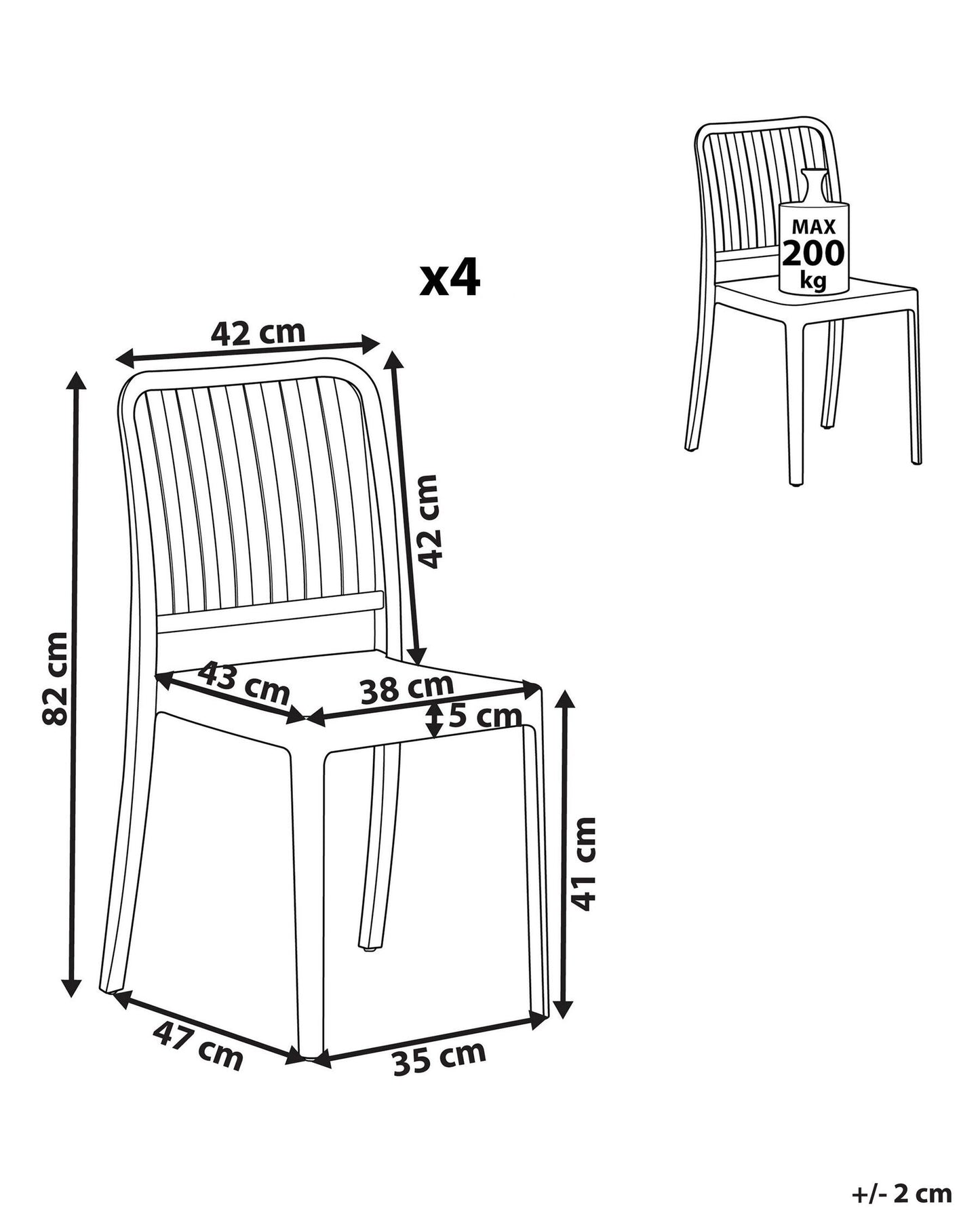 Set of 4 Garden Chairs SERSALE Synthetic Material Black
